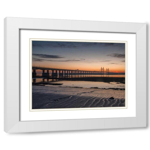Severn Bridge at Dusk, Wales, UK White Modern Wood Framed Art Print with Double Matting by Frank, Assaf