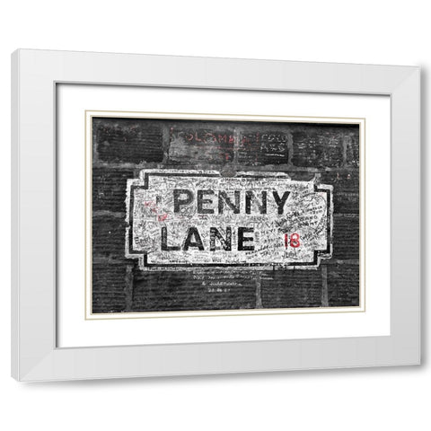 Penny Lane street sign, Liverpool White Modern Wood Framed Art Print with Double Matting by Frank, Assaf