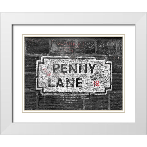 Penny Lane street sign, Liverpool White Modern Wood Framed Art Print with Double Matting by Frank, Assaf