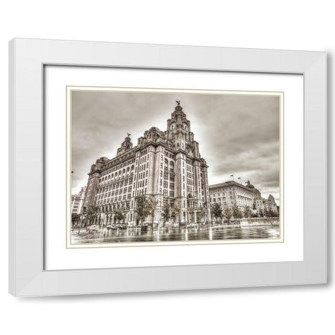 Royal Liver Building, Liverpool, FTBR-1866 White Modern Wood Framed Art Print with Double Matting by Frank, Assaf