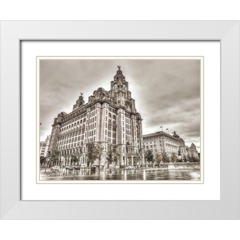 Royal Liver Building, Liverpool, FTBR-1866 White Modern Wood Framed Art Print with Double Matting by Frank, Assaf