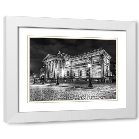 Walker art gallery at night, Liverpool White Modern Wood Framed Art Print with Double Matting by Frank, Assaf