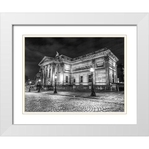 Walker art gallery at night, Liverpool White Modern Wood Framed Art Print with Double Matting by Frank, Assaf