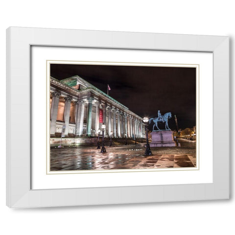 St Georges Hall at night, Liverpool White Modern Wood Framed Art Print with Double Matting by Frank, Assaf