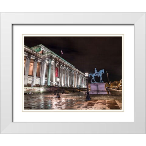 St Georges Hall at night, Liverpool White Modern Wood Framed Art Print with Double Matting by Frank, Assaf