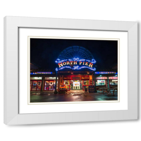 North Pier, Blackpool White Modern Wood Framed Art Print with Double Matting by Frank, Assaf