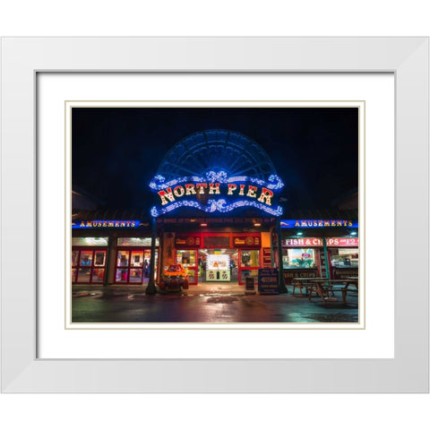 North Pier, Blackpool White Modern Wood Framed Art Print with Double Matting by Frank, Assaf