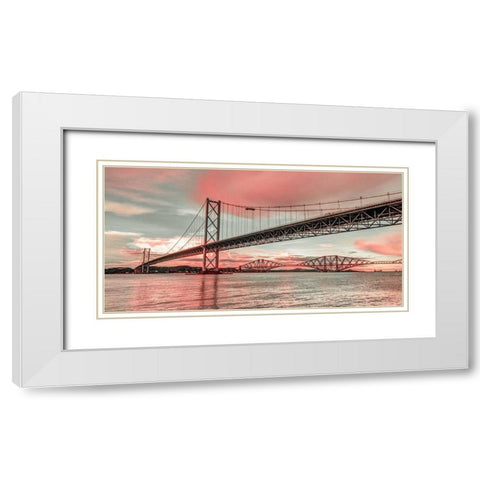 Forth Road Birdge at dusk White Modern Wood Framed Art Print with Double Matting by Frank, Assaf