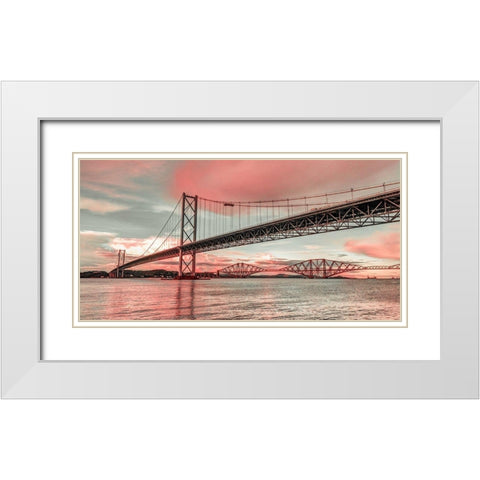 Forth Road Birdge at dusk White Modern Wood Framed Art Print with Double Matting by Frank, Assaf