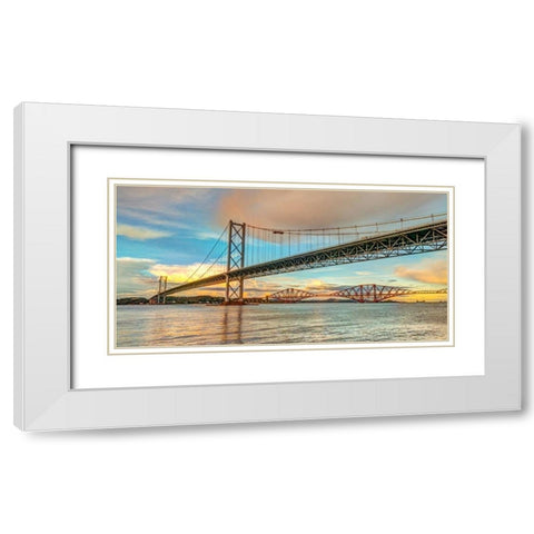 Forth Road Bridge at dusk, FTBR-1861 White Modern Wood Framed Art Print with Double Matting by Frank, Assaf