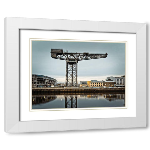Finnieston crane on River Clyde, Glasgow, FTBR-1889 White Modern Wood Framed Art Print with Double Matting by Frank, Assaf