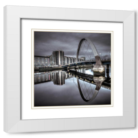 Clyde Arc bridge over river-Glasgow White Modern Wood Framed Art Print with Double Matting by Frank, Assaf