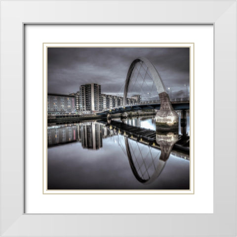 Clyde Arc bridge over river-Glasgow White Modern Wood Framed Art Print with Double Matting by Frank, Assaf
