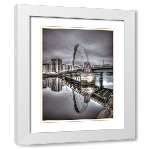 Clyde Arc bridge over river, Glasgow White Modern Wood Framed Art Print with Double Matting by Frank, Assaf