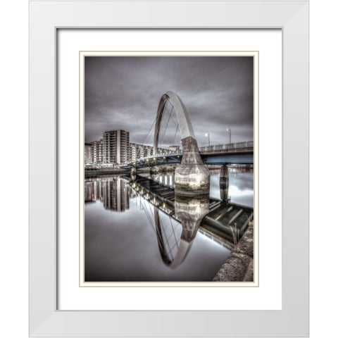 Clyde Arc bridge over river, Glasgow White Modern Wood Framed Art Print with Double Matting by Frank, Assaf