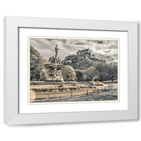 Edinburgh Castle, FTBR-1862 White Modern Wood Framed Art Print with Double Matting by Frank, Assaf