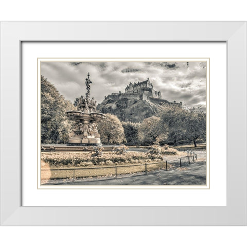 Edinburgh Castle, FTBR-1862 White Modern Wood Framed Art Print with Double Matting by Frank, Assaf