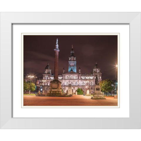 The Cenotaph War Memorial In Front Of The City Chambers In George Square-Glasgow White Modern Wood Framed Art Print with Double Matting by Frank, Assaf