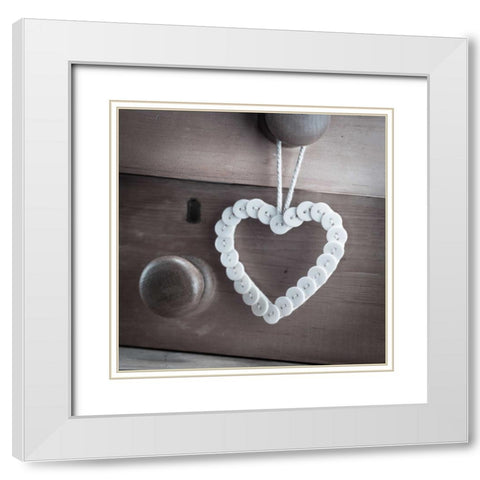 heart made of buttons hunging on a handle White Modern Wood Framed Art Print with Double Matting by Frank, Assaf