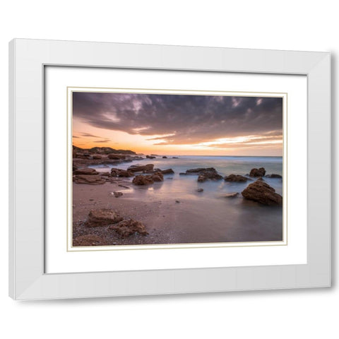 Tranquil beach White Modern Wood Framed Art Print with Double Matting by Frank, Assaf