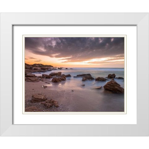 Tranquil beach White Modern Wood Framed Art Print with Double Matting by Frank, Assaf
