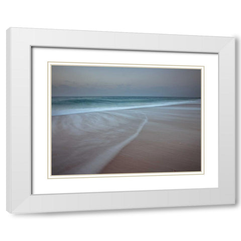 Surf approaching the beach White Modern Wood Framed Art Print with Double Matting by Frank, Assaf