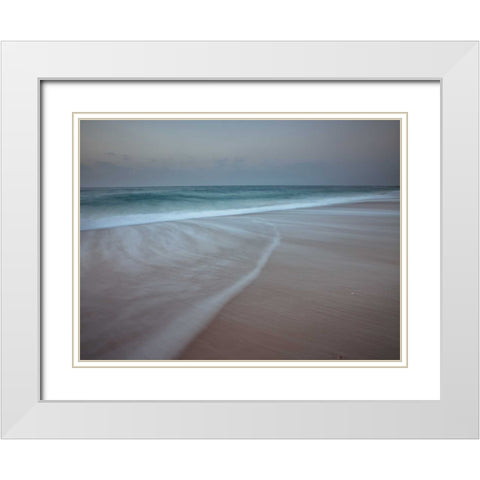 Surf approaching the beach White Modern Wood Framed Art Print with Double Matting by Frank, Assaf
