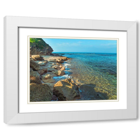 Rocky beach, Israel White Modern Wood Framed Art Print with Double Matting by Frank, Assaf