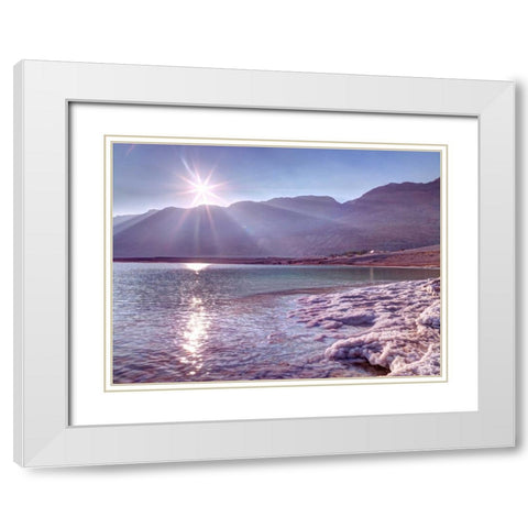 Sunset at the dead sea, Israel White Modern Wood Framed Art Print with Double Matting by Frank, Assaf
