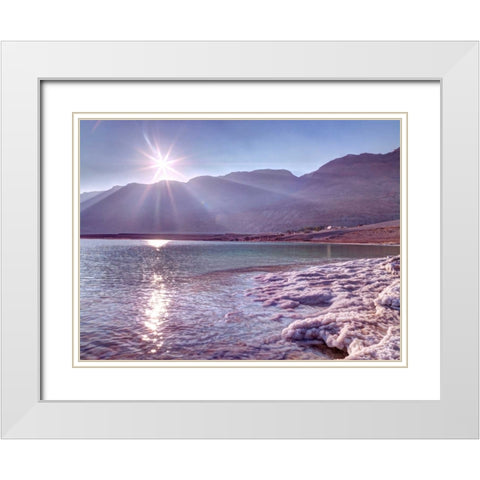 Sunset at the dead sea, Israel White Modern Wood Framed Art Print with Double Matting by Frank, Assaf