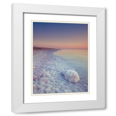 Dead sea shore at dusk, Israel White Modern Wood Framed Art Print with Double Matting by Frank, Assaf