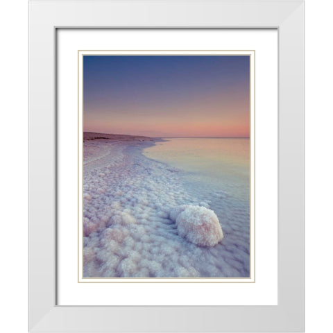 Dead sea shore at dusk, Israel White Modern Wood Framed Art Print with Double Matting by Frank, Assaf