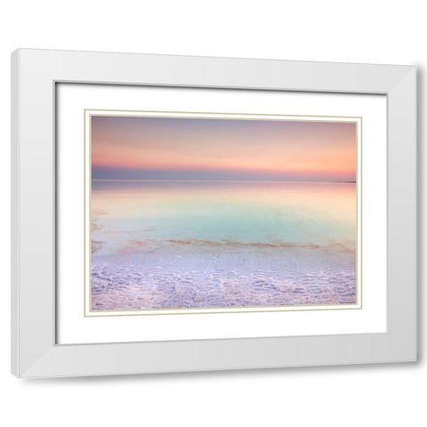 Dead sea shore at dusk-Israel White Modern Wood Framed Art Print with Double Matting by Frank, Assaf