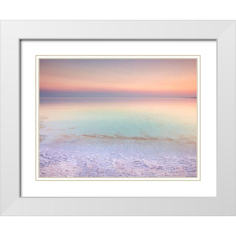 Dead sea shore at dusk-Israel White Modern Wood Framed Art Print with Double Matting by Frank, Assaf