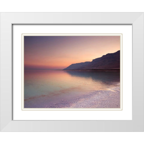 Dead sea shore at dusk, Israel White Modern Wood Framed Art Print with Double Matting by Frank, Assaf