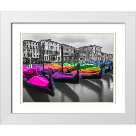 Gondolas parked on the grand canal, Venice, Italy White Modern Wood Framed Art Print with Double Matting by Frank, Assaf