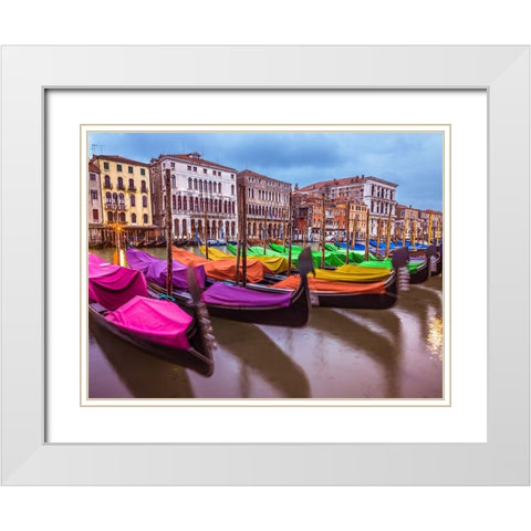 Gondolas parked on the grand canal, Venice, Italy White Modern Wood Framed Art Print with Double Matting by Frank, Assaf