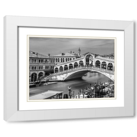 Famous Rialto bridge, Venice, Italy, FTBR-1895 White Modern Wood Framed Art Print with Double Matting by Frank, Assaf