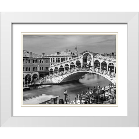 Famous Rialto bridge, Venice, Italy, FTBR-1895 White Modern Wood Framed Art Print with Double Matting by Frank, Assaf
