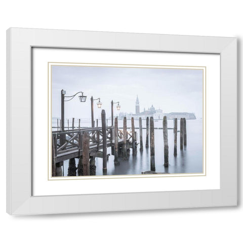 Venetian lagoon-Venice White Modern Wood Framed Art Print with Double Matting by Frank, Assaf