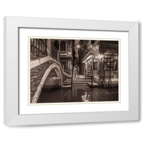 Cafe by canal-Venice White Modern Wood Framed Art Print with Double Matting by Frank, Assaf