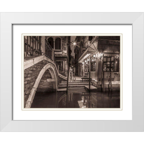 Cafe by canal-Venice White Modern Wood Framed Art Print with Double Matting by Frank, Assaf