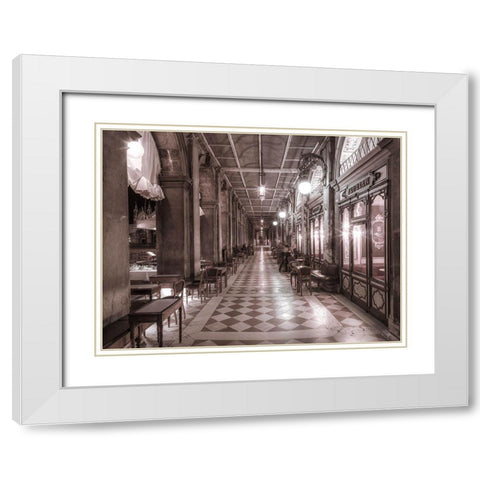 Cafe in Venice White Modern Wood Framed Art Print with Double Matting by Frank, Assaf