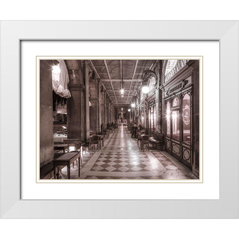 Cafe in Venice White Modern Wood Framed Art Print with Double Matting by Frank, Assaf