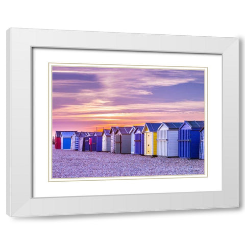 Beach huts, Hayling Island, UK White Modern Wood Framed Art Print with Double Matting by Frank, Assaf