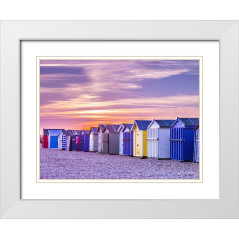 Beach huts, Hayling Island, UK White Modern Wood Framed Art Print with Double Matting by Frank, Assaf
