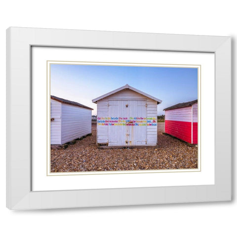 Umbrella on the beach at sunset White Modern Wood Framed Art Print with Double Matting by Frank, Assaf