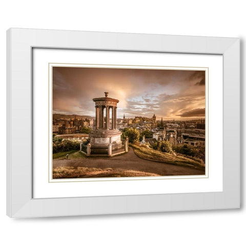 A view from Carlton Hill, Edinburgh, Scotland White Modern Wood Framed Art Print with Double Matting by Frank, Assaf