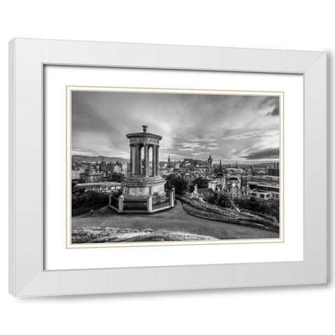 A view from Carlton Hill, Edinburgh, Scotland, FTBR-1799 White Modern Wood Framed Art Print with Double Matting by Frank, Assaf