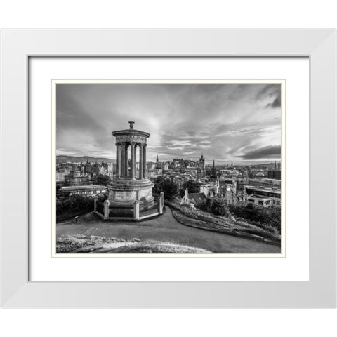 A view from Carlton Hill, Edinburgh, Scotland, FTBR-1799 White Modern Wood Framed Art Print with Double Matting by Frank, Assaf